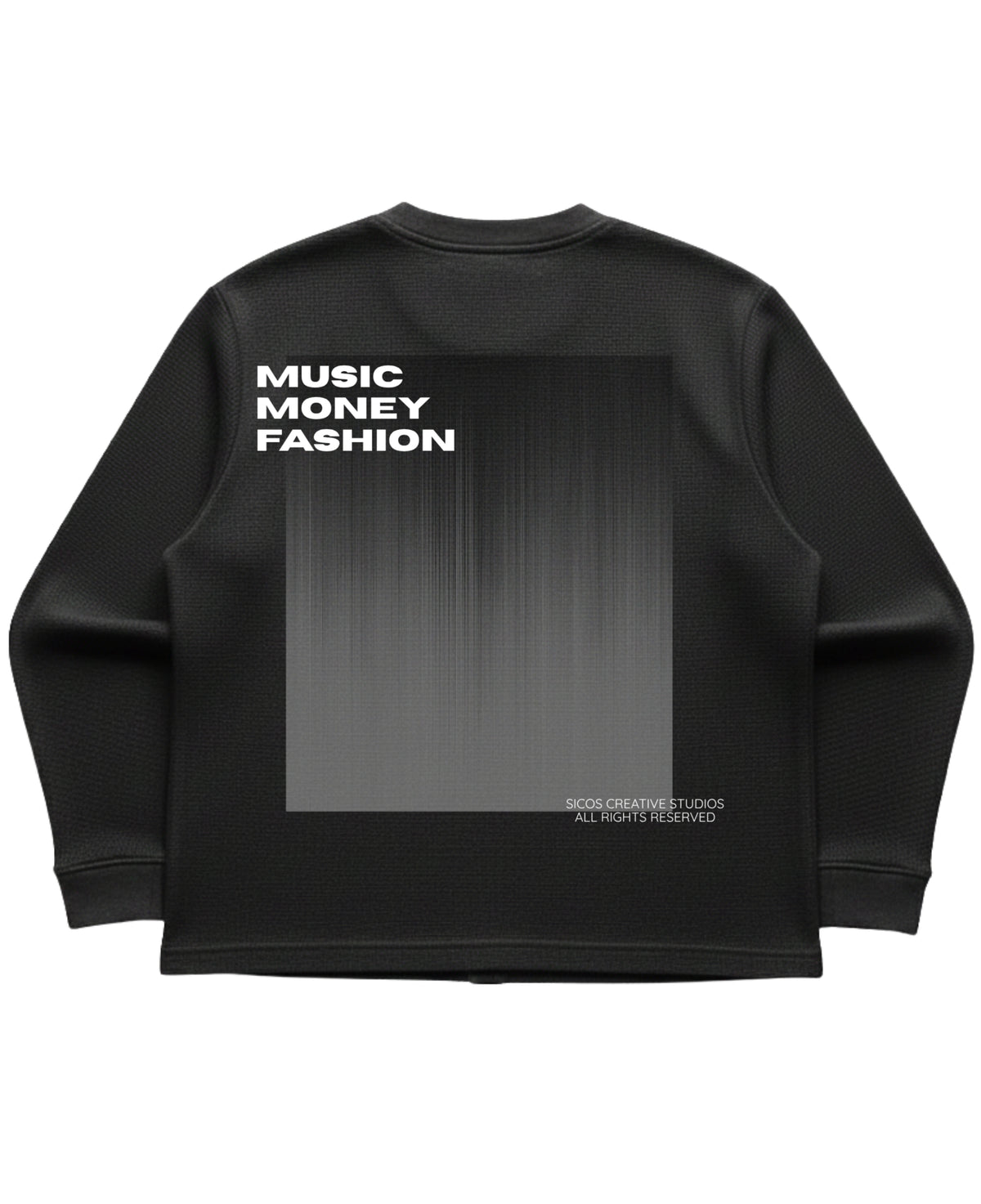 Black waffle knit oversized full-sleeve Back Design